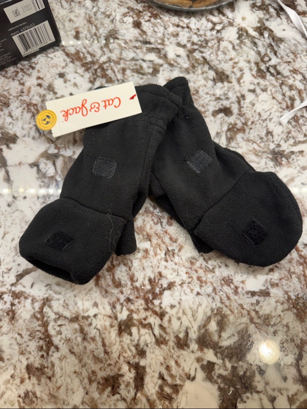 New Cat & Jack Black Convertible Fleece Mittens